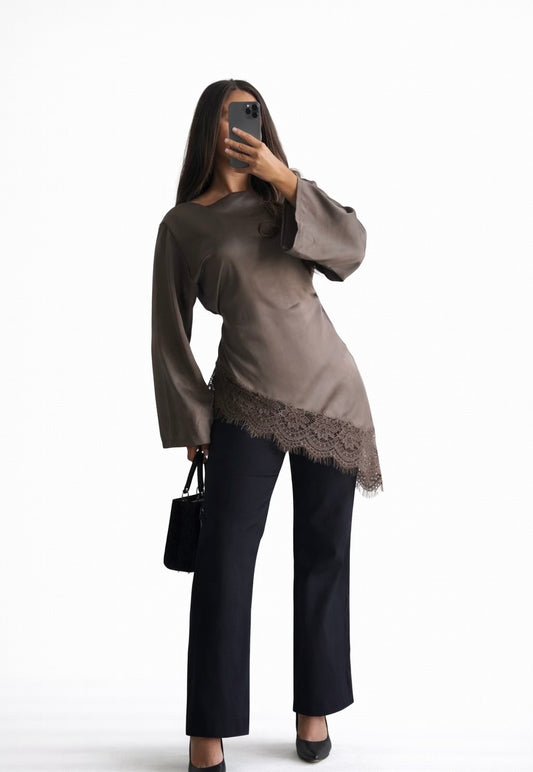 Haut Dentelle Marron